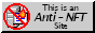 a button that has a gray background with text reading 'this is an anti-NFT website', to the side is a copy machine with a cancel sign over it